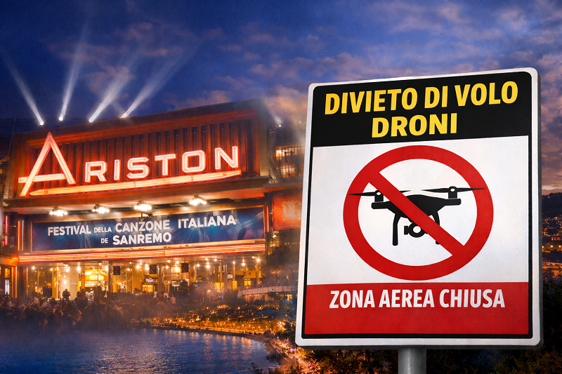 Festival di Sanremo, sicurezza rafforzata: spazio aereo chiuso durante l’evento